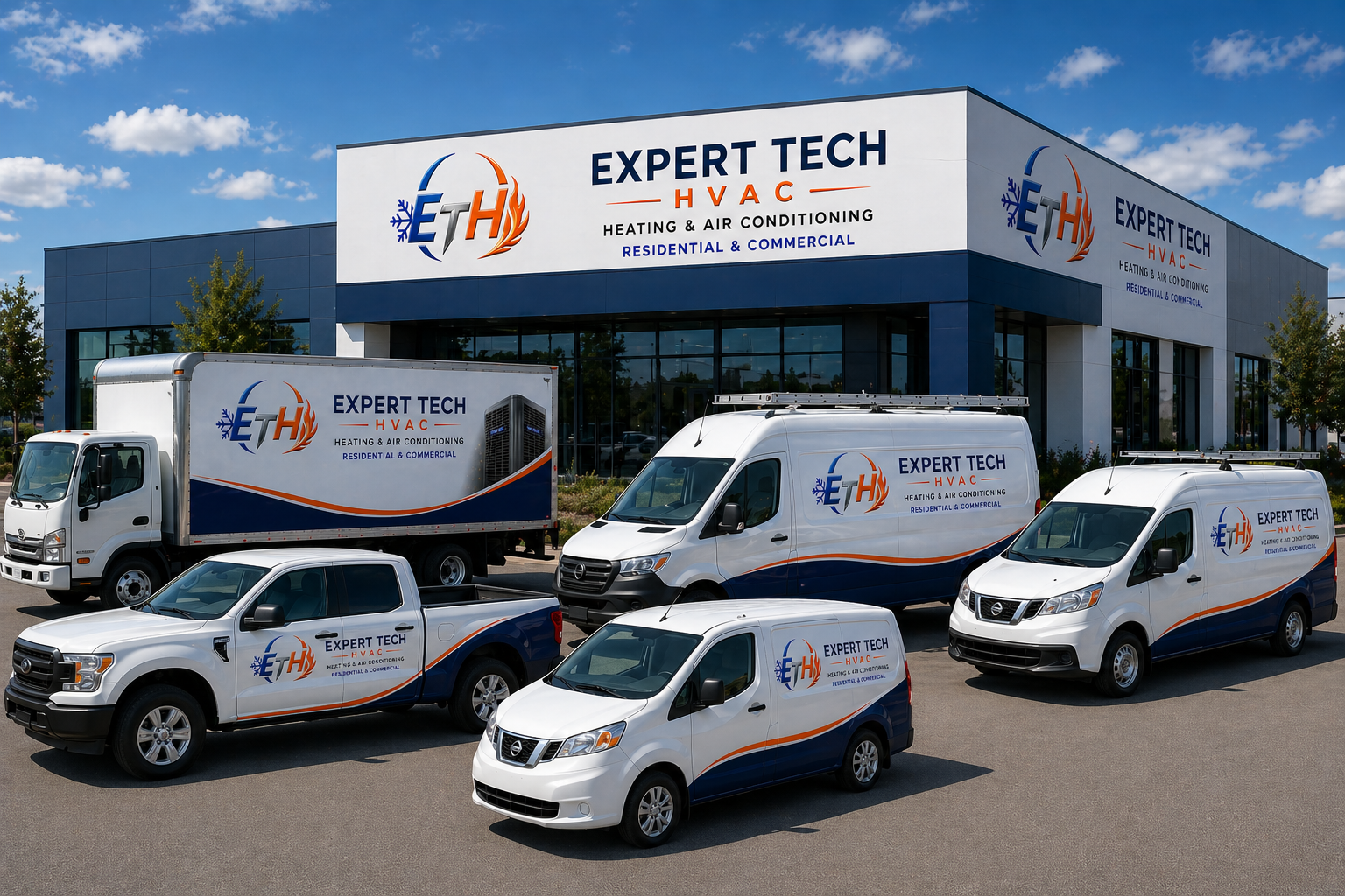 Expert Tech HVAC branded service vans